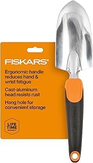 Fiskars Trowel, Heavy Duty Gardening Hand Tool with Hang Hole, For Digging and Planting, Rust Resistant Cast Aluminum, Ergonomic Handle and...